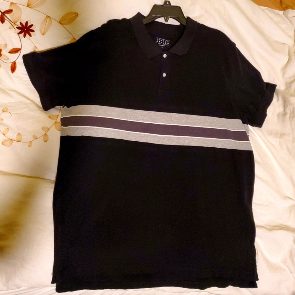 Simply Styled Men's Gray Stripe Black Polo